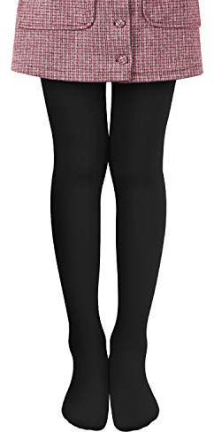 L&K-II Mädchen Ballett Strumpfhose Tanzstrumpfhose mit Fuß 80 DEN Blickdicht Mikrofaser Farbig 27251 Schwarz 134/140