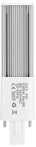 Kuuleyn Luz LED, lámpara compacta LED de 4 W y 2 Pines, Bombilla de Tubo de iluminación de bajo Consumo 85-265 V, ABS(G23-Blanco frío)