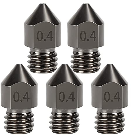 5PCS Hardened Steel MK8 Nozzle 0.4mm Hotend Extruder All Metal Nozzle for Ender 3s 3 Pro, CR-10 3D Printer 1.75mm Filament