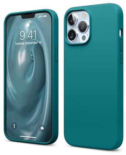 elago Liquid Silicone Case Compatible with iPhone 13 Pro Max Case (6.7), Premium Silicone, Full Body Protection - 3 Layer Shockproof Phone Cover, Anti-Scratch Soft Microfiber Lining (Dark Turquoise)