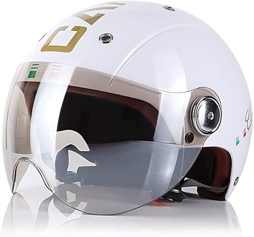 Ever TA Casque de Moto rétro Demi-Coque approuvé par Le Dot Unisexe pour Adulte Scooter Jet Casque d'été Casque de Moto à Visage Ouvert pour Homme Femme Rue Scooter ATV (Color : C, Size : L=58-60CM)