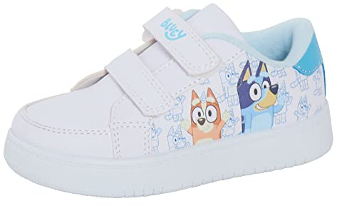 Bluey Scarpe da ginnastica per bambini, ragazzi, ragazze, cuccioli, leggere, facili da fissare, bianco, 31 EU