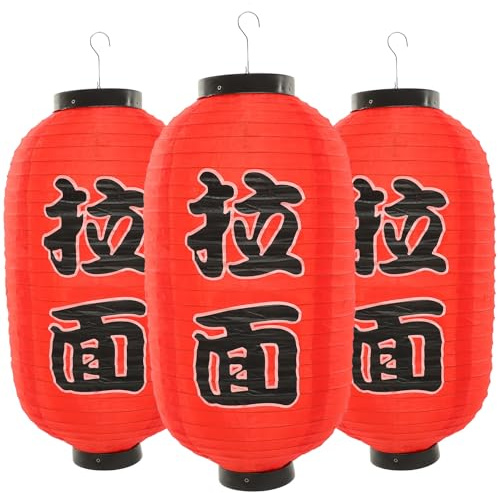 GANAZONO 3 de Farolillos de Ramen Japoneses Farolillos Colgantes de Tela de Japonés Adornos de Festival para Sushi Fiesta Decoraciones de Interior Farolillos Japones Farolillos Japones