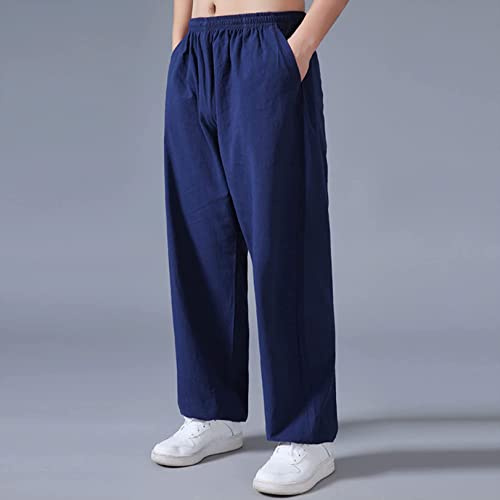 WoCOyo Pantalon d'arts Martiaux pour Hommes et Femmes Confortable Respirant Ample Pantalon de Kung fu en Coton et Lin Pantalon de Tai chi pour Les Exercices matinaux de Wing Chun,003,XL