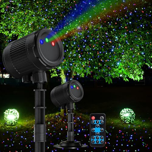 Laser Christmas Projector Lights Outdoor, 3 Color Laser Light Star Projector, Firefly Lights Show with RF Remote, Waterproof, Indoor Holiday Decoration, Christmas Gift, Home Decor, Party, Garden