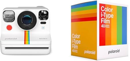 Polaroid Now+ Gen 2 Camara Instantánea, Blanco, Sólo cámara & Película en Color para i-Type - Paquete de películas x40, Multicolores (Película de Color), Paquete de Cinco (40 Fotos)