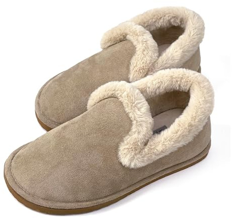 JOMIX Pantofole Donna Invernali Babbucce Pelose Chiuse Calde Ciabatte Pelliccia Elegante da Casa Scarpe Termiche da Inverno Imbottite con Suola Memory Foam Made in Spagna 330 Arena 201, (Beige, 41)