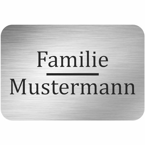 INDIGOS UG - Plaque nominative – 200 x 150 mm en aluminium composite aspect acier inoxydable 3 mm – Personnalisable avec texte personnalisable, nom, nom de famille, entreprise – Boîte aux lettres –