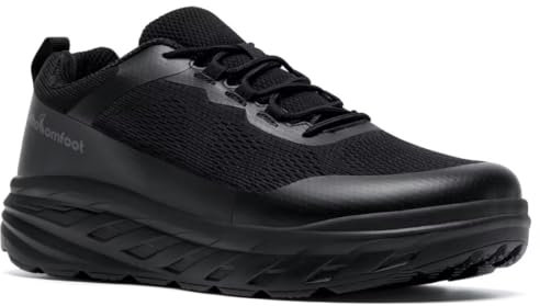 Men's Orthopedic Diabetic Wide Walking Shoes: Cushion Thick Sole Hammer Toes Tennis Shoes for Plantar Fasciitis, Adjustable Fit Wide Toe Box Arch Support Work Fashion Sneakers Black Size 10.5