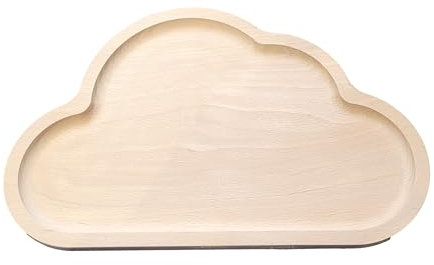 Wooden World - Vassoio da portata in legno di faggio, piatto da portata, cucina, vintage, marrone chiaro, 23,5 cm - Vassoio nuvola