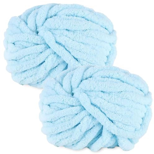 MeYuxg 2 x 250 g grov ull, chenille mjukt garn för stickning, ullgarn för virkning och stickning av filtar med mössa, kreativ hobby gör-det-själv - klart vatten