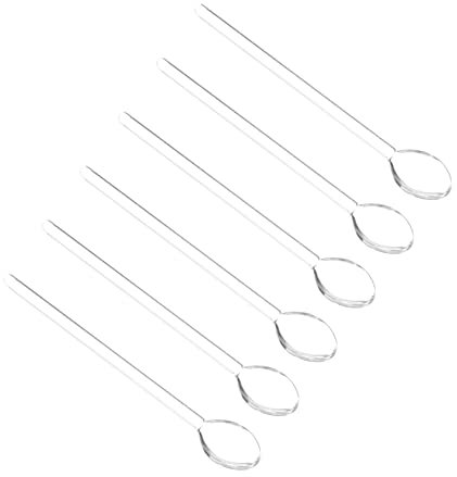 BEBEMOKO 6stücke Glas Kaffee Mischen Löffel Lange Griff Löffel Eis Dessert Scoops Kuchenschaufel Rührlöffel Teelöffel Glaskaffeelöffel