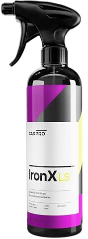CarPro IronX LS 500 ml rimozione ruggine e detergente per cerchioni Lemon Scent – rimuove la ruggine, la polvere dei freni e le particelle di metallo – pH neutro e delicato sulla vernice + guanti in