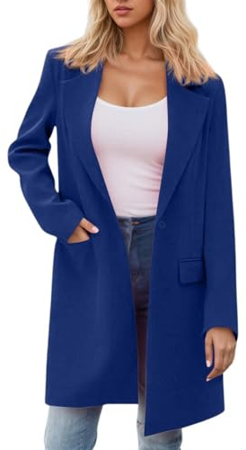 Blazer - Chaqueta elegante para mujer, chaqueta de negocios, otoño, entretiempo, manga larga, para el tiempo libre, gabardina, monocolor, trajes, cuello vuelto, negocios, oficina, abrigo ajustado