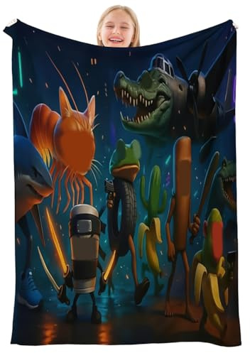 PyrrlicToy Mantas de Franela Acogedora Infantil, Italian Brain Dibujos Animados Manta, Mantas Pelo para Sofa Y Cama Material Suave de Punto de Cartoon Manta 100x120cm