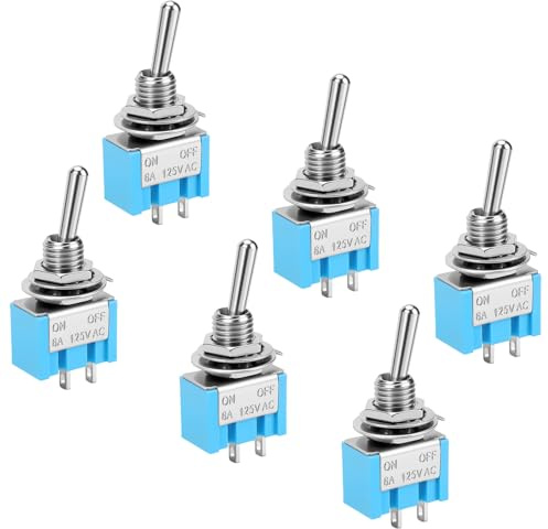 6 pezzi Interruttore a levetta 12V mini a 2 poli per dispositivi elettrici, robusto interruttore ON/OFF per montaggio a pannello, versatile per casa, auto e progetti DIY