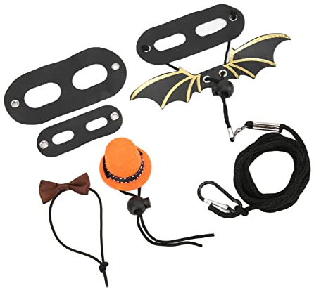 aqxreight Ensemble de Harnais de Laisse pour Lézard, Chapeau Réglable et Nœud Papillon, Corde de Lézard avec Aile pour Petits Animaux de Compagnie, Reptile, Orange, Convient à Vos Petits Animaux en