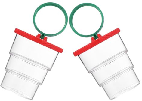 Veemoon Caja de Observación de Insectos Plegable Roja, 2 Piezas Lupa, Estuche Portátil para Experimentos Científicos al Aire Libre, Kit Educativo, Visor para Insectos y Objetos