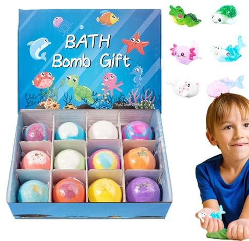 Set Regalo Da 12 Pezzi Di Bombe Da Bagno Per Bambini, Bombe Da Bagno Creative Fatte A Mano, Bombes Da Bagnos Colorate A Forma Di Animali, Il Set Di Bombes Da Bagnos Per Bambini