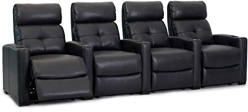 Octane Seating Cloud XS850 Home Theater Chairs - Black Bonded Leather - Manual Recline - Row 4 Seats - Space Saving Design