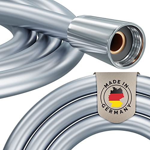 PRISMA Premium Brauseschlauch 1m (125cm) mit doppeltem Verdrehschutz. Duschschlauch MADE IN GERMANY - Universeller G1/2” Anschluss