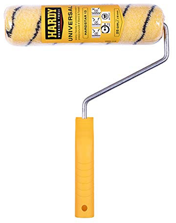 HARDY WORKING TOOLS Maler Set, Farbrolle und Farbwalze aus Polyester, Florhöhe 13mm, Länge 25cm, Durchmesse 48mm, schwarz-gelb, A0180-519000