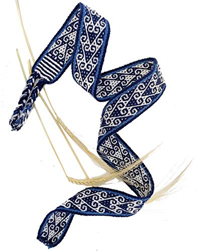 TINKUY PERU Handwoven Belt, Authentic Peruvian Adjustable Women’s Waist Belt 49” Traditional Hippie Boho Braided Loom Belt, (White/Blue)