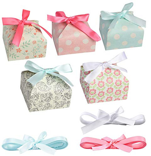 Surflyee Geschenkschachtel 20 Stück Geschenkbox Weihnachten,mit Band,Candy kleine Geschenkboxen, Verwendung für Dessert, Geburtstagsgeschenke, Party, Hochzeit, Weihnachten, Halloween