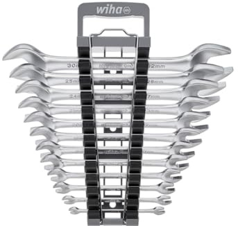 Wiha Doppelmaul-Gabelschlüssel Set 12-tlg. inkl. Halter I Gabelschlüsselsatz 6-32 mm I metrisch I Schraubenschlüssel Set I Doppelmaulschlüssel (44753)