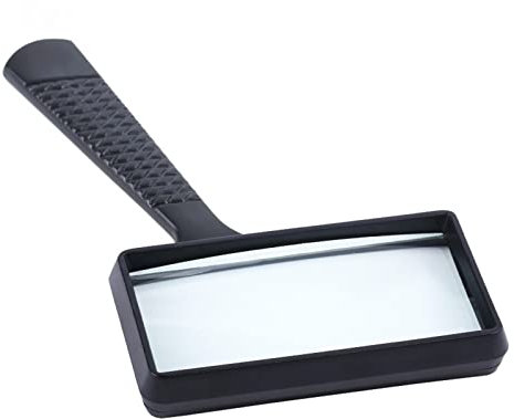 Meichoon Rechteckige Leselupe 5X Kunststoffgriff 100x50mm Lupe Durchsuchen Bücher Dokumente Zeitungen Broschüren Kleine Schriften Schmuckidentifikation UC34