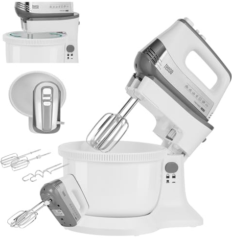 Teesa Handmixer med roterande skål effekt 500 W TSA3548 5 nivåer varvtalsreglering turbofunktion, vit
