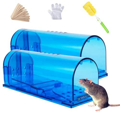 STOPEST Mouse Trap Live Easy to Catch for Mouse Mice Mole Chipmunk, Reusable and Higly Sensitive Trigger for Indoor and Outdoor Use, Blue