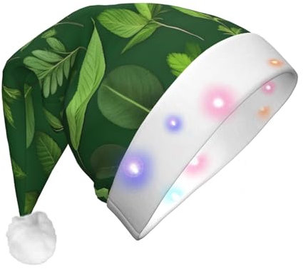 ZISHAK Cappello natalizio con foglie di piante di erbe aromatiche, per adulti, luminoso, per feste e spettacoli
