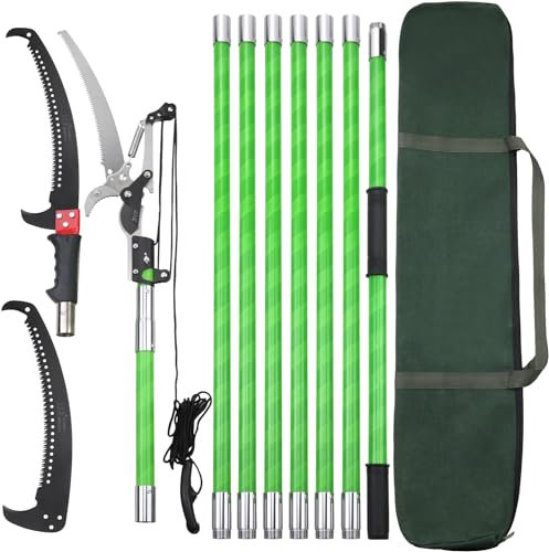Sierra de Poda Telescópica,Sierra de Mano de 8M, Sierra de Jardín Sistema Retráctil de Altura Ajustable Para Aserrar y Esquilar