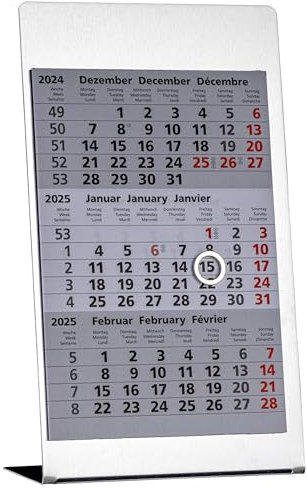 Güss 3-Monatstisch Tischaufstell-kalender Edelstahl