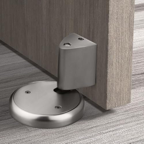 Tope de puerta mecánico ajustable, tope de puerta resistente al agua, protector de puerta de pared de aleación de zinc con hebilla fija, para salas de estar, dormitorios, baños (gris)
