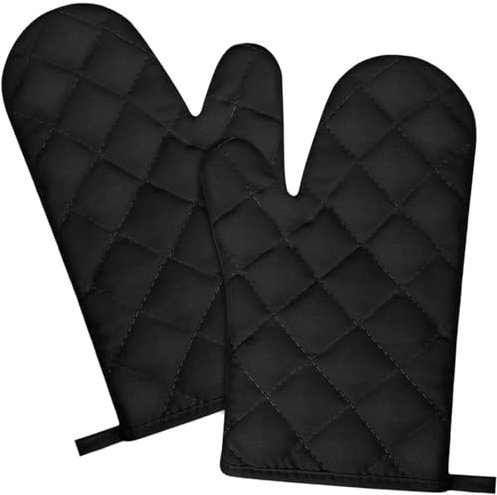 GUTERTOP 2 Stück Ofenhandschuhe Hitzebestaendig, Topfhandschuhe Hitzebeständig 220°C Anti-Rutsch, Backhandschuhe Ofenhandschuhe Schwarz für Kochen Backen Grillen Auflaufform