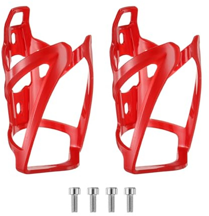 sourcing map 2pcs Bike Water Bottle Holder 5.2 PC Universal Bicycle Bottle Cages Ultralight Cycling Hydration Brackets with Screws for MTB Mountain Road Gravel, Red