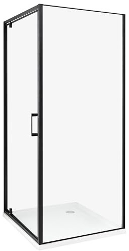 Cabina de ducha cuadrada de vidrio templado una puerta negro 80 x 80 x 185 cm Darli