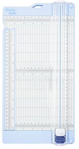 Vaessen Creative NV702001 Papierschneider mit Falzbrett 15 x 30,5 cm Papierschneidemaschine und Scrapbook Zubehör für Karten Basteln-Papier und Tonkarton bis zu A3-Format, Weiß-blau