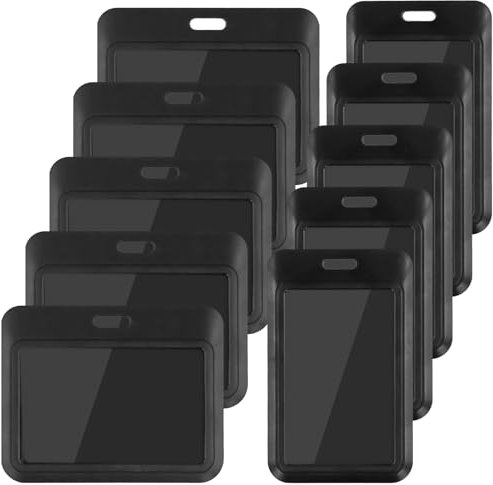 10 Stück Sliding ID Ausweishülle, Verschiebbarer Ausweishalter, 5 Vertikale + 5 Horizontal, Hartplastik Kartenhalter, ID Kartenhalter mit Durchsichtigem Fenster für Büro Schule