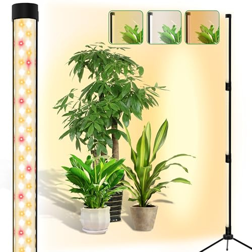 YOSION 40W Plant Grow lamp, Floor Standing Grow Light Full Spectrum for Indoor Plants, 3 Lighting Modes, Adjustable Brightness with Timer, LED Plant Light for Houseplants