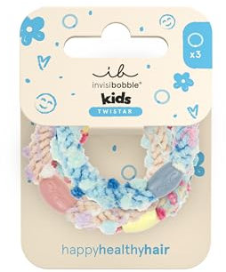 invisibobble TWISTAR Kids Pom Pom Tie (3 Stück) – Bunte Haargummis mit Pom-Poms für Kinder – Elastisch, verspielt & sanft – Haargummi geflochten für Mädchen & Jungen – Ideal für kleine Köpfe