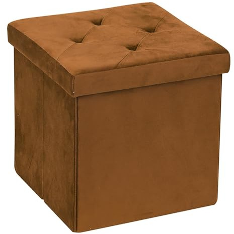 Easylife Folding Ottoman Storage Box (Gold) Velvet Seat, Foot Stool or Coffee Table with Reversible Tray Lid, Extra Seats & Stylish Storage Bench for Living Room, Bedroom or Hallway - Fully Guaranteed