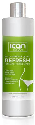 ican London pH Balanced Intimate Wash with Jasmine & Chamomile, Lactic Acid Formula, 250ml