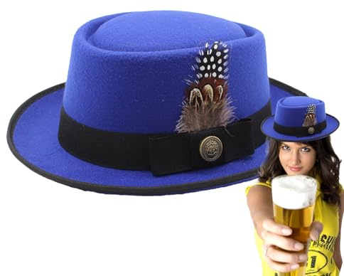 Generisch Cappello da costume bavarese 'Oktoberfest, melone nero, costume da Oktoberfest bavarese, accessorio per costume da Oktoberfest con piume, stemmi multiuso per adulti per uomini e donne