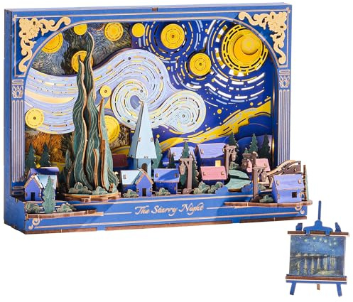 ROWOOD TH003 Puzzle in legno 3D per adulti e bambini con luce LED, kit fai da te per adulti, kit modellismo, espositore da tavolo, arte murale, decorazione da parete, regali di puzzle per donne e