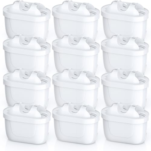 12 Pack Ersatz-Wasserfilter Kartuschen Kompatibel mit Brita Maxtra+ Kanne, Style und Mavea Elemaris XL, Brita Maxtra Plus, Aluna Wassertank