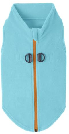 Gooby Zip Up Fleece Dog Sweater - Turquoise, Medium - Warm Pullover Fleece Step-in Dog Jacket with Dual D Ring Leash - Winter Small Dog Sweater - Dog Clothes for Small Dogs Boy and Medium Dogs