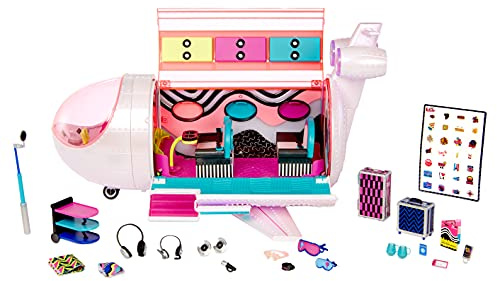 L.O.L. Surprise! OMG Avión 4 en 1 - Avión con 50 sorpresas, incluidos Accesorios - Se transforma en un Coche, Estudio de grabación y Cabina de Mezcla - Coleccionable - para niños a Partir de 4 años